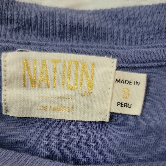 Nation LTD Blue Puff Sleeve Ruched Blouse - Picture 2 of 3